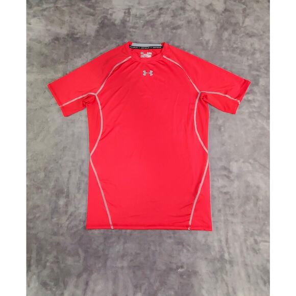 Under Armour Sz XL Men's Heatgear Armour Compression Short Sleeve Shirt Red C18 - Picture 1 of 8